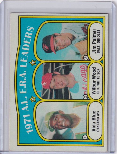 1972 Topps Baseball #92 1971 A.L. E.R.A. Leaders Blue / Wood / Palmer
