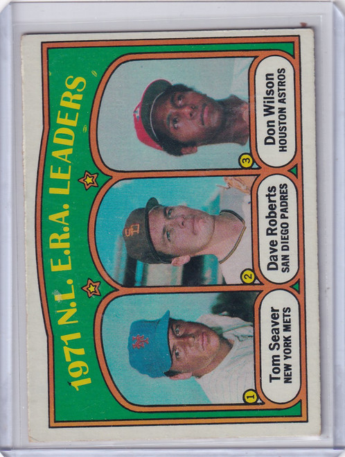 1972 Topps Baseball #91 1971 N.L. E.R.A. Leaders Seaver / Roberts / Wilson