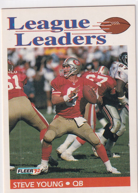1992 FLEER #469 STEVE YOUNG LEAGUE LEADERS- SAN FRANCISCO 49ERS
