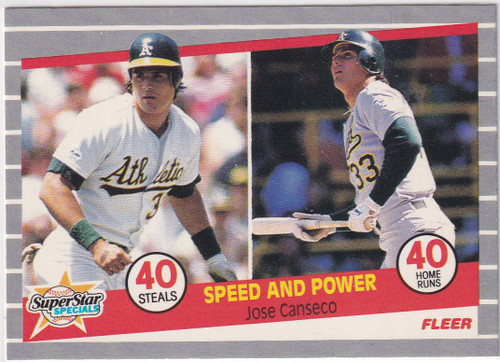 1989 FLEER #628 JOSE CANSECO SPEED AND POWER- OAKLAND ATHLETICS