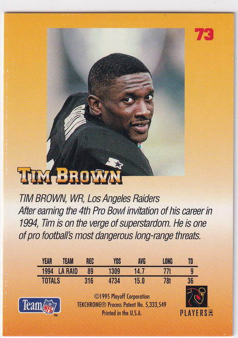 1995 PLAYOFF #73 TIM BROWN PRIME PLAYOFF- LOS ANGELES RAIDERS