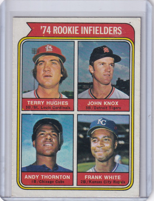 1974 Topps Baseball #604 1974 Rookie Infielders Hughes / Knox / Thornton / White