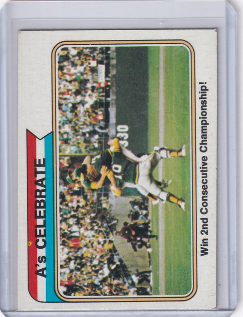 1974 Topps Baseball #479 A's Celebrate - Win 2nd Consecutive Championship