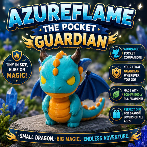 Pocket Guardian Dragon 3D Printed Fantasy Dragon Mini Desk Pet Cute Collectible