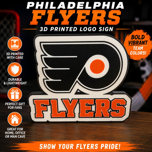 Philadelphia Flyers 3D Printed Logo Sign Hockey Fan Desk Shelf Man Cave Decor
