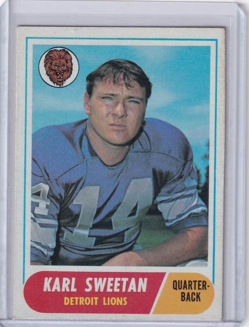 1968 Topps Football #217 Karl Sweetan - Detroit Lions
