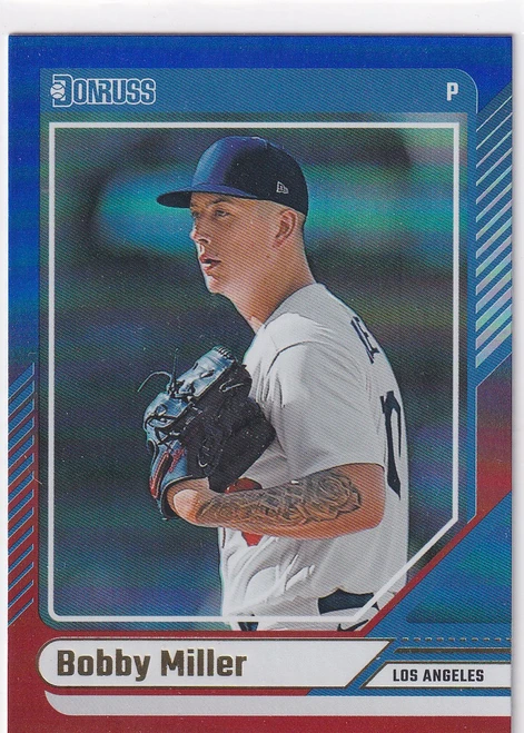 2024 DONRUSS #69 BOBBY MILLER RED BLUE HOLO- LOS ANGELES DODGERS