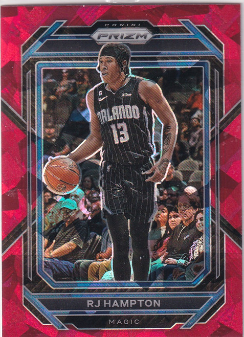 2022-23 PRIZM #177 RJ HAMPTON RED CRACKED ICE- ORLANDO MAGIC
