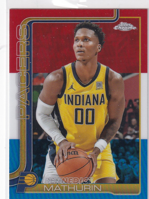 2025 TOPPS CHROME #93 BENNEDICT MATHURIN RED WHITE BLUE- INDIANA PACERS