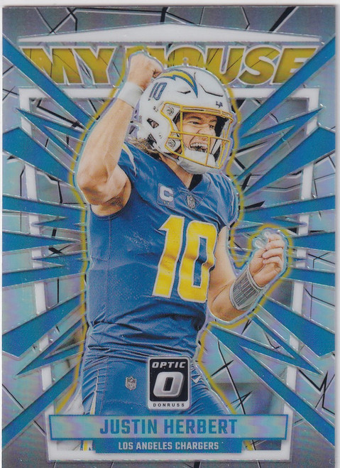 2023 DONRUSS OPTIC #14 JUSTIN HERBERT MY HOUSE REFRACTOR- LOS ANGELES CHARGERS