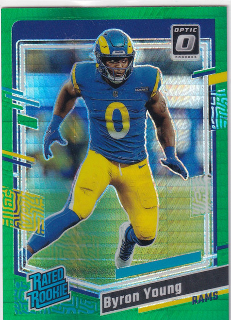 2023 DONRUSS OPTIC #266 BYRON YOUNG GREEN HYPER- LOS ANGELES CHARGERS