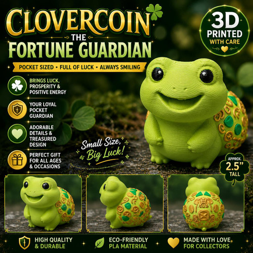 Clovercoin Fortune Guardian Lucky Frog 3D Printed Pocket Guardian Collectible