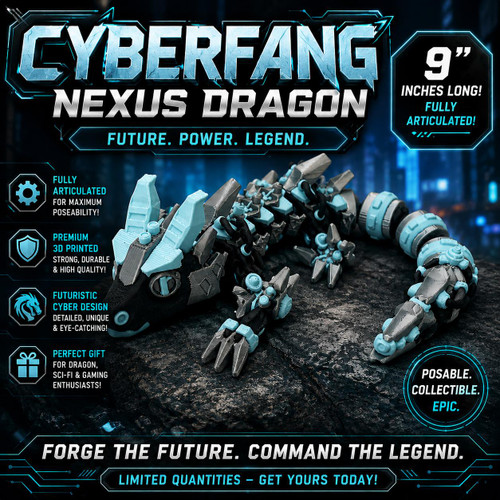 Cyberfang Nexus Dragon Articulated 3D Printed Cyberpunk Mechanical Dragon
