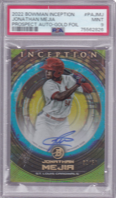 2022 Bowman Inception #PAJMJ Jonathan Meija AUTO Gold Foil /50 PSA 9