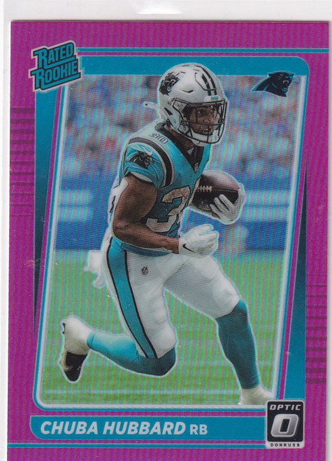 2021 DONRUSS OPTIC #225 CHUBA HUBBARD PINK PRIZM- CAROLINA PANTHERS