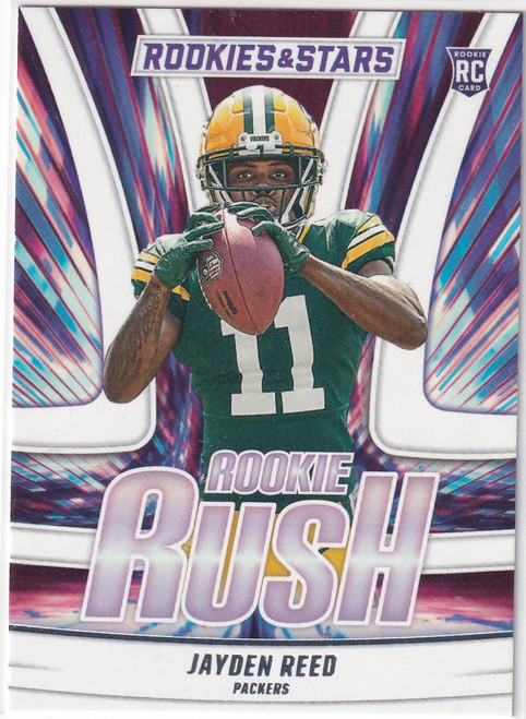 2023 ROOKIES AND STARS #RR-10 JAYDEN REED ROOKIE RUSH- GREEN BAY PACKERS
