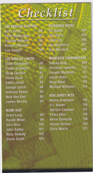 1994 FLEER #199 NBA JAM SESSION TALL CHECKLIST 84-161