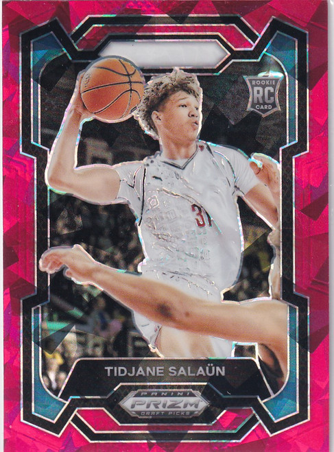 2024 PRIZM DRAFT PICK #82 TIDJANE SALAUN RED CRACKED ICE- CHARLOTTE HORNETS