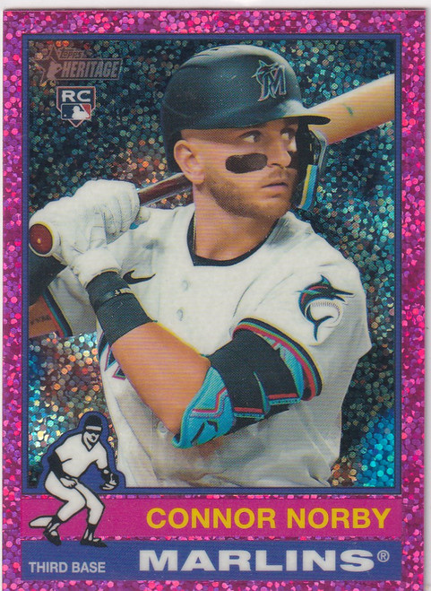 2025 TOPPS HERITAGE #136 CONNOR NORBY PINK SPARKLE- MIAMI MARLINS