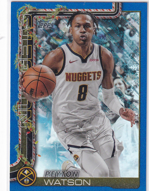 2025 TOPPS HOLIDAY #H83 PEYTON WATSON BLUE GLITTER- DENVER NUGGETS