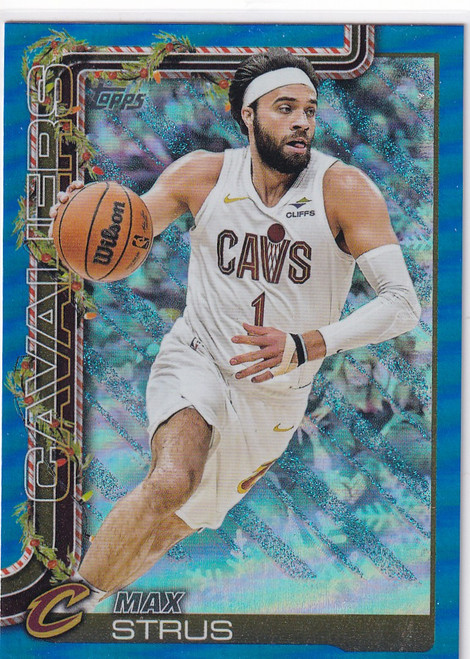2025 TOPPS HOLIDAY #H67 MAX STRUS BLUE GLITTER- CLEVELAND CAVALIERS