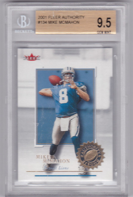 2001 Fleer Authority #134 Mike McMahon Detroit Lions Beckett 9.5 Gem Mint