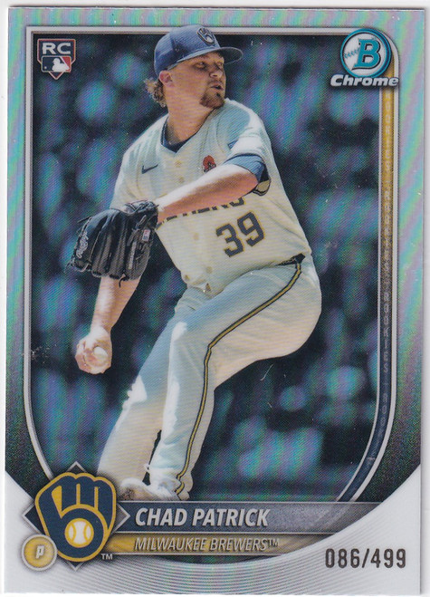 2025 BOWMAN CHROME #28 CHAD PATRICK 86/499- MILWAUKEE BREWERS