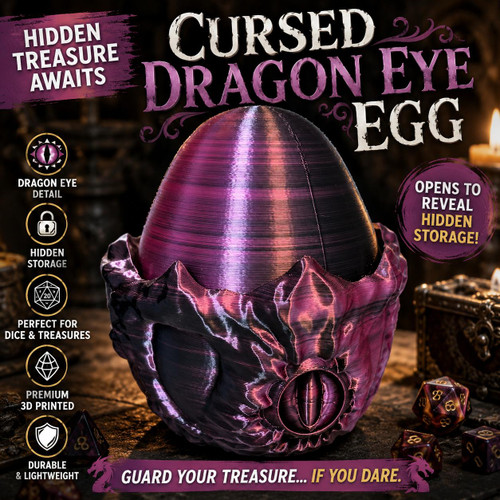 Cursed Dragon Eye Egg 3D Printed Fantasy Storage Box Dice Holder Gothic Decor