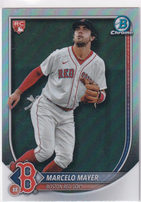 2025 BOWMAN CHROME #39 MARCELO MAYER RED ROOKIE REFRACTOR- BOSTON RED SOX
