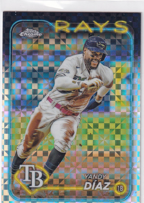 2024 TOPPS CHROME #107 YANDY DIAZ X FRACTOR- TAMPA BAY RAYS