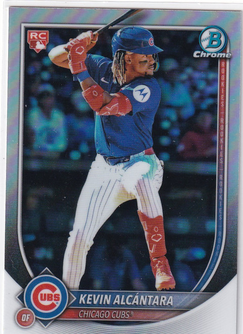 2025 BOWMAN CHROME #44 KEVIN ALCANTARA RED ROOKIE REFRACTOR- CHICAGO CUBS