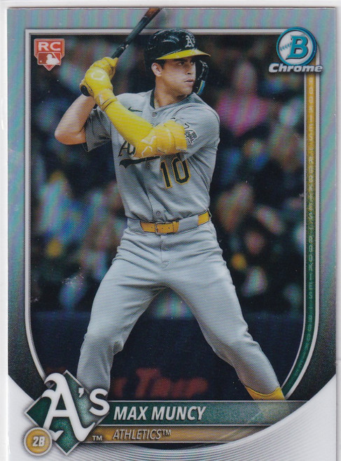 2025 BOWMAN CHROME #90 MAX MUNCY RED ROOKIE REFRACTOR- OAKLAND ATHLETICS