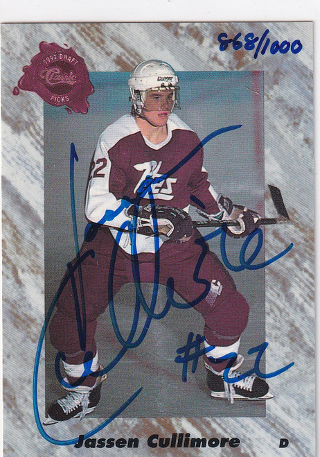 1991 CLASSIC JASSEN CULLIMORE AUTO 868/1000- VANCOUVER CANUCKS
