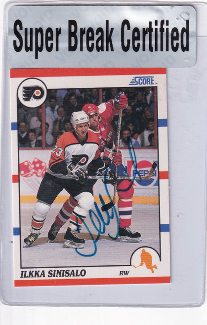 1990 SCORE #286 ILKKA SINISALO TTM AUTO SUPER BREAK- PHILADELPHIA FLYERS