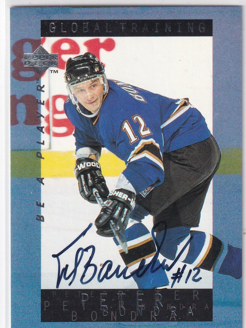 1996 UPPER DECK #S210 PETER BONDRA GLOBAL TRAINING AUTO- WASHINGTON CAPITOLS
