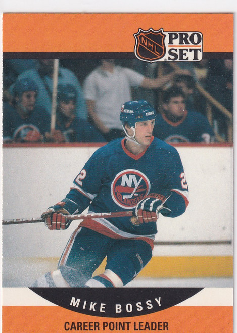 1990 PRO SET #650 MIKE BOSSY CAREER POINTS LEADER- NEW YORK ISLANDERS