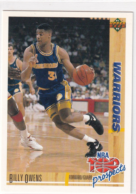 1992 UPPER DECK #442 BILLY OWENS TOP PROSPECT- GOLDEN STATE WARRIORS