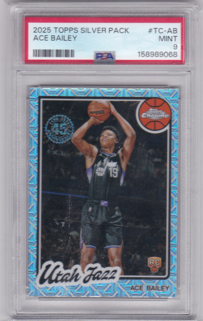 2025 Topps Chrome Silver Pack #TC-AB Ace Bailey RC PSA 9 MINT Utah Jazz