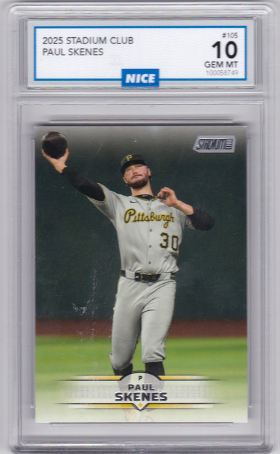 2025 Stadium Club #105 Paul Skenes Graded 10 GEM MT Pittsburgh Pirates