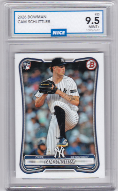 2026 Bowman #53 Cam Schlittler RC Graded 9.5 MINT New York Yankees