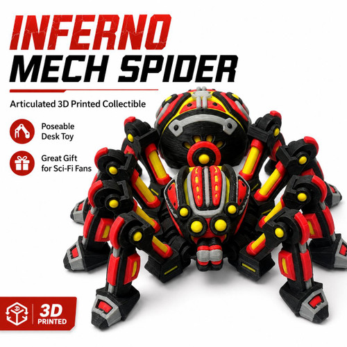 Inferno Mech Spider Articulated 3D Printed Robot Sci-Fi Desk Toy Collectible