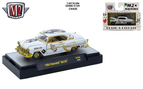 M2 Machines AutoThentics Rel S154 1:64 1954 Chevrolet Bel Air WHITE CHASE
