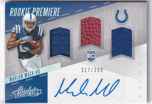 2017 ABSOLUTE #214 MARLON MACK PATCH AUTO /399- INDIANAPOLIS COLTS