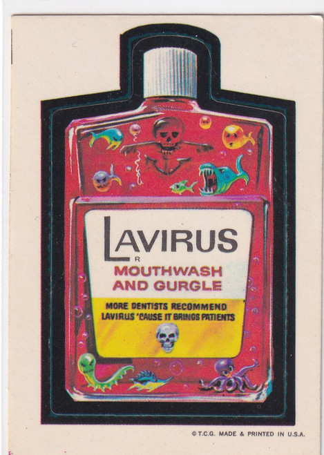 1973 WACKY PACKAGES LAVIRUS MOUTHWASH- WACKY PACKAGES