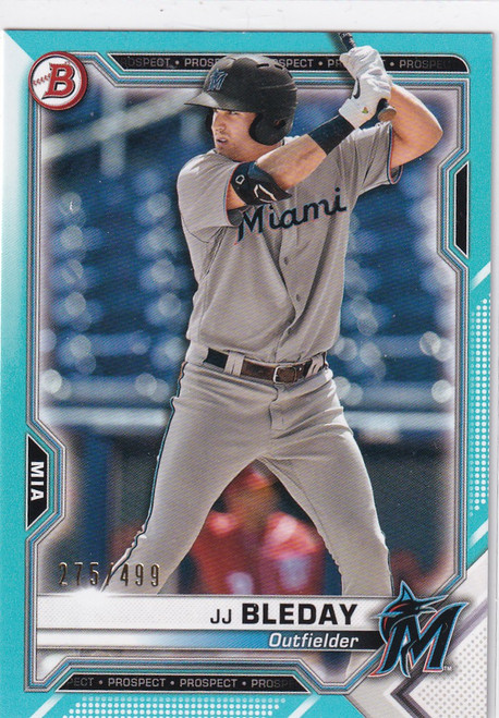 2021 BOWMAN #BP-93 JJ BLEDAY TEAL /499- MIAMI MARLINS