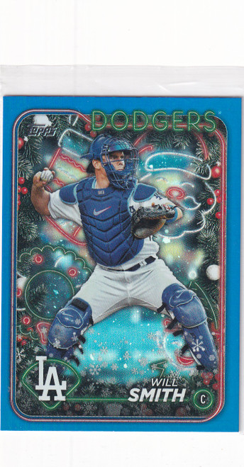 2024 TOPPS HOLIDAY #H77 WILL SMITH BLUE HOLO- LOS ANGELES DODGERS
