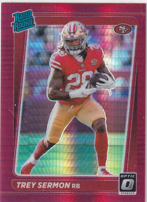2021 DONRUSS OPTIC #224 TREY SERMON RED HYPER- SAN FRANCISCO 49ERS