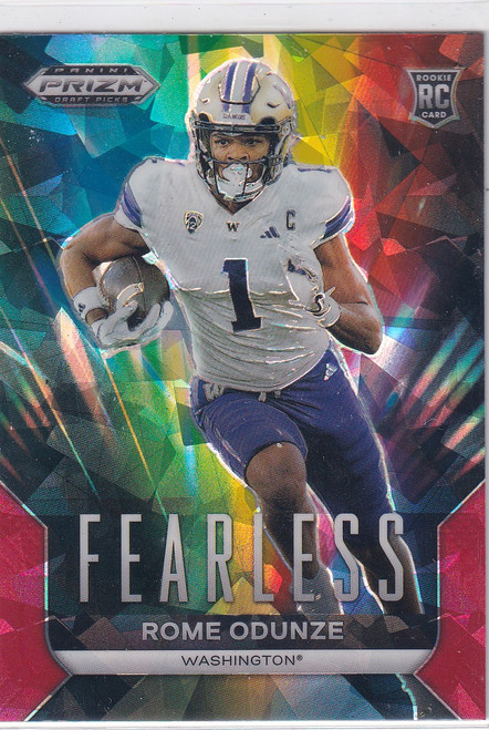 2024 PRIZM DRAFT #F-RO ROME ODUNZE FEARLESS CRACKED ICE- CHICAGO BEARS