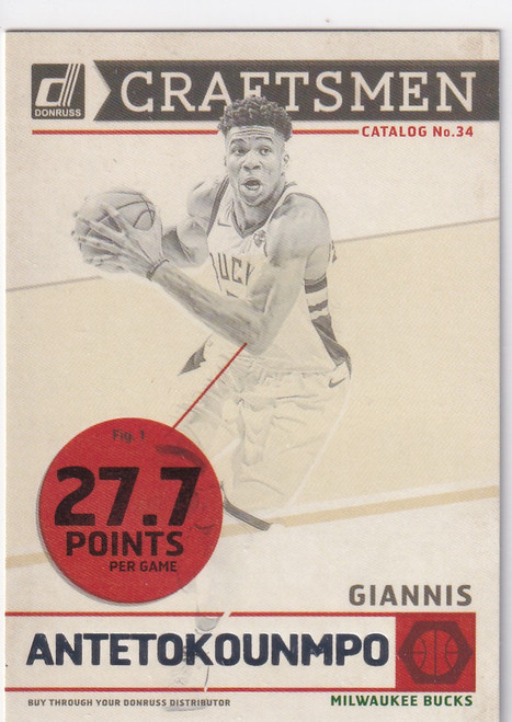 2019-20 DONRUSS #3 GIANNIS ANTETOKOUNMPO CRAFTSMEN- MILWAUKEE BUCKS