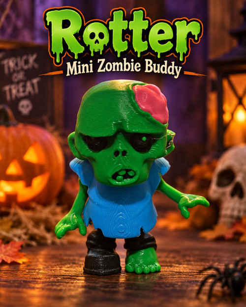 Mini Zombie Figurine 3D Printed Creepy Cute Halloween Decor 2.25 Inch